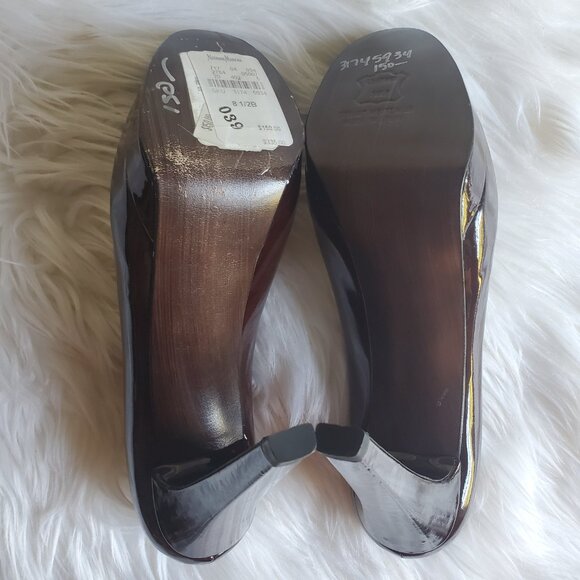 Stuart Weitzman Burgundy Patent Leather Peep Toe Platform Pumps SZ 8.5 - Picture 9 of 12